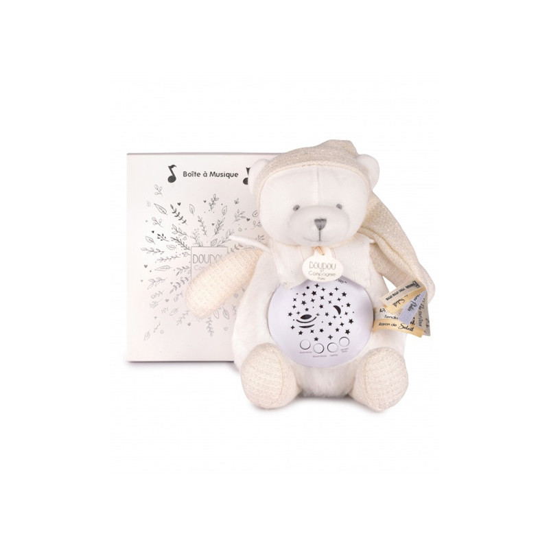 Ours veilleuse musicale projection d'étoiles - collection anniversaire